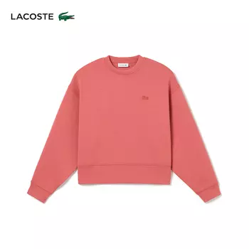 Пуловер короткий женский Lacoste с круглым вырезом, красный