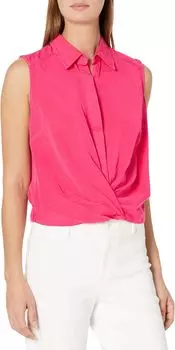 Пуловер KUT from the Kloth Renata Front Twist Sleeveless Blouse w/ Collar, цвет Magenta