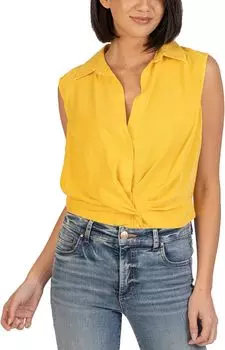 Пуловер KUT from the Kloth Renata Front Twist Sleeveless Blouse w/ Collar, желтый