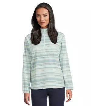 Пуловер L.L.Bean Everyday SunSmart Quarter-Zip Pullover Colorblock Woven Shirt, цвет Cool Sea Blue Stripe