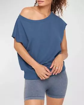 Пуловер La Vida на одно плечо с короткими рукавами Spiritual Gangster, цвет Orion Blue