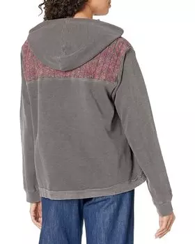 Пуловер Lucky Brand Floral Blocked Henley Pullover, цвет Washed Black