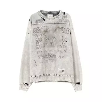 Пуловер Maison Mihara Yasuhiro Bleached Pullover Grey, серый