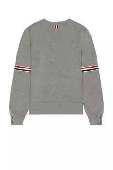 Пуловер Milano Stitch с круглым вырезом Thom Browne, цвет Lt Grey