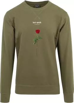 Пуловер Mister Tee Lost Youth Rose Crewneck, зеленый