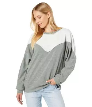 Пуловер Mod-o-doc, Soft-As-Suede Brushed Jersey Color-Blocked Long Sleeve Crew Neck Sweatshirt