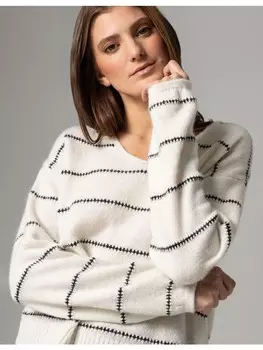 Пуловер More & More Streifenpullover, экрю