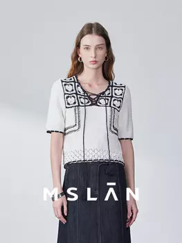 Пуловер Mslan вязаный, кремовый