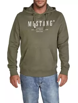 Пуловер Mustang Pullover Printed Hoodie Bennet, оливковый
