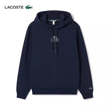 Пуловер мужской Lacoste с капюшоном и логотипом, темно-синий