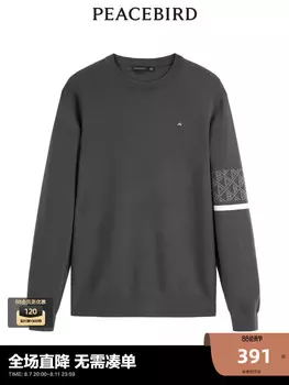 Пуловер мужской Peacebird с узоом на рукаве, темно-серый