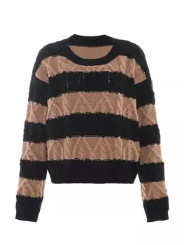 Пуловер myMo Strick, цвет schwarz braun