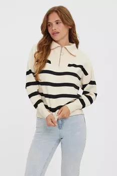 Пуловер на молнии с длинными рукавами Vero Moda, серый