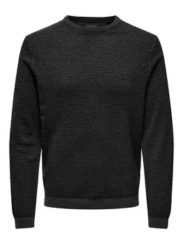Пуловер ONLY Lssiger Feinstrick Design Sweater ONSTAPA, темно серый