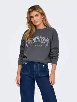 Пуловер ONLY Pullover Rundhals langarm kurz locker geschnitten, темно-серый