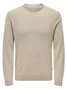 Пуловер ONLY & SONS, бежевый