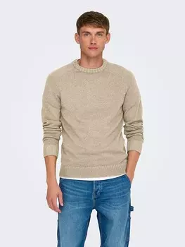 Пуловер ONLY & SONS, бежевый