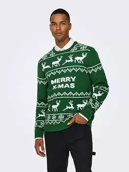 Пуловер ONLY & SONS Pullover, зеленый
