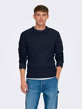 Пуловер ONLY & SONS, темно-синий