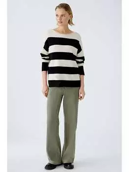 Пуловер Oui, белый/черный