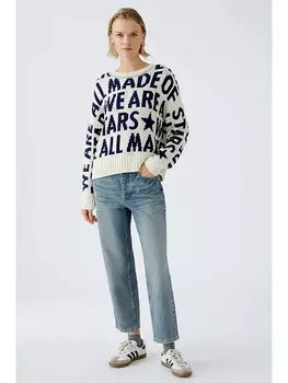 Пуловер Oui Pullover, цвет Creme/Dunkelblau