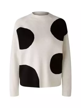 Пуловер Oui Pullover, цвет offwhite black