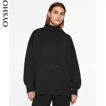 Пуловер Oysho с капюшоном, черный