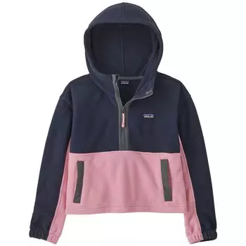 Пуловер Patagonia Microdini Cropped Hoodie Fleece, цвет New Navy/Planet Pink