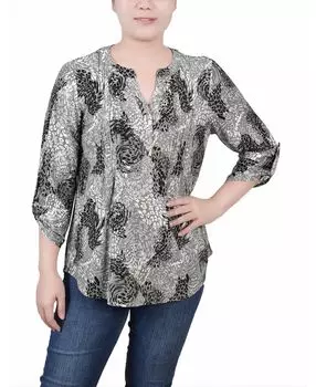 Пуловер petite 3/4 roll tap NY Collection, мульти