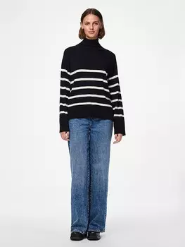 Пуловер Pieces Rollkragen Sia, черный/белый