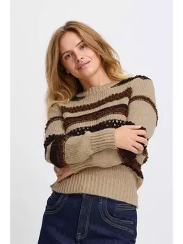 Пуловер PULZ Jeans Strick, бежевый