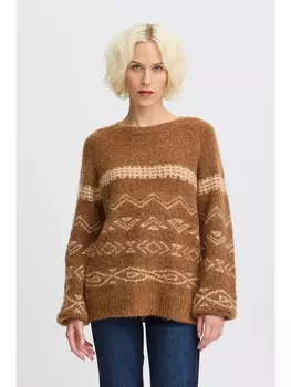 Пуловер PULZ Jeans Strick, коричневый