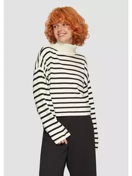 Пуловер QS Strick langarm, цвет creme-schwarz
