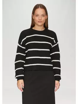 Пуловер QS Strick langarm, цвет creme-schwarz