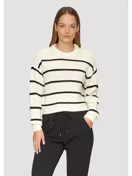 Пуловер QS Strick langarm, цвет creme-schwarz