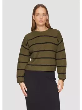 Пуловер QS Strick langarm, цвет olive-schwarz