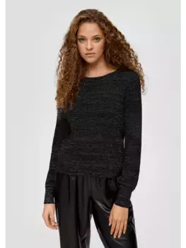 Пуловер QS Strick langarm, цвет schwarz-silber