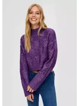 Пуловер QS Strick langarm, фиолетовый
