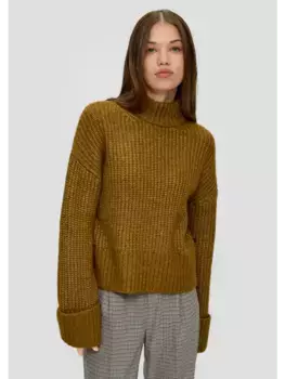 Пуловер QS Strick langarm, оливковый