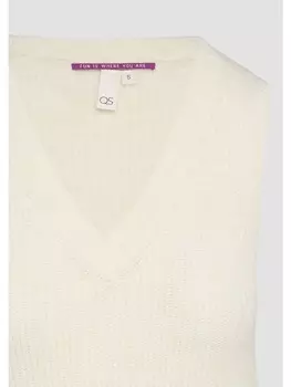 Пуловер QS Strickpullover kurzarm, бежевый