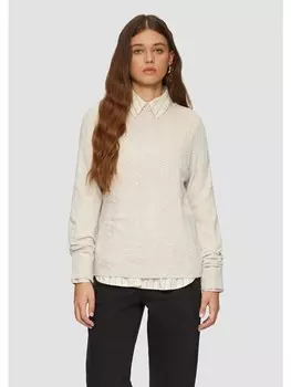 Пуловер QS Strickpullover langarm, бежевый