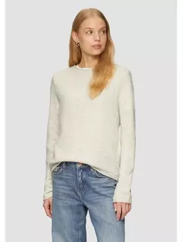 Пуловер QS Strickpullover langarm, бежевый