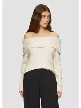 Пуловер QS Strickpullover langarm, бежевый