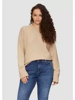 Пуловер QS Strickpullover langarm, бежевый