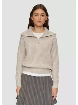 Пуловер QS Strickpullover langarm, бежевый