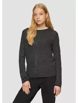Пуловер QS Strickpullover langarm, черный