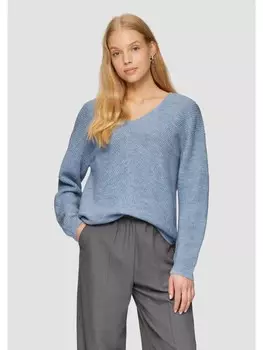 Пуловер QS Strickpullover langarm, синий