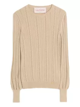 Пуловер решетчатой вязки Valentino Garavani, нейтральный