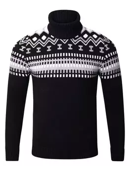 Пуловер RESLAD Strickpullover Rollkragenpullover, черный