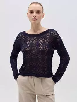 Пуловер с ажурным геометрическим переплетением Hybrid, цвет dark blue